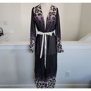 Robe Black and Purple Leopard Print Size S NWOT
